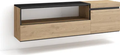 Immagine prodotto di COZY Mobile TV Soggiorno, 150x35x45cm, Per TV fino a 65, Sospeso, da appendere, Rovere e Nero