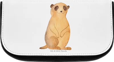 Produktbild von Mr. & Mrs. Panda Kulturtasche Erdmännchen - Weiß - Geschenk, toilettenbeutel, Spruch, Kosmetiktasche, kosmetiktäschchen, Afrika, Make-up Organizer, Necessaire, Roadtrip