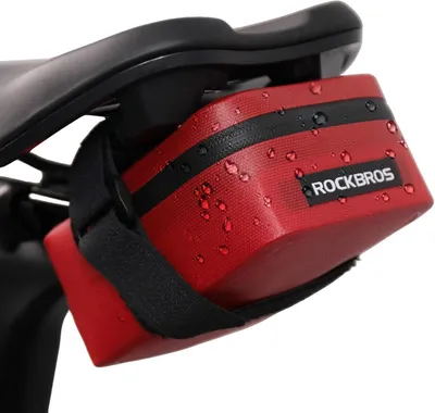 Immagine prodotto di Borsa da sella ROCKBROS Mini: borsa da bicicletta impermeabile e leggera da montare sul reggisella per bici da corsa. Accessorio per bici compatto e portatile, rosso