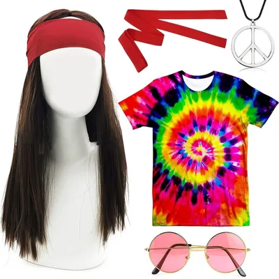 Productafbeelding van 5-delige Hippie Kostuumset voor Feestjes