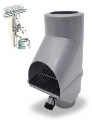 Produktbild von Jardinion Regenwasserfilter, Fallrohr Laubabscheider Silber 30,5 x 12 x 17,5cm Regenwassersammler für Fallrohr DN75, DN85, DN100