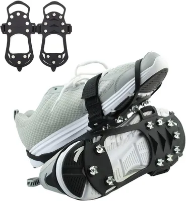 Produktbild von Schuhspikes Größe L – 39–45 – 10 Stück – Rutschfest – Schuhkrallen für Eis und Schnee – Für Wanderschuhe, Trekkingschuhe – Wandern und Winter