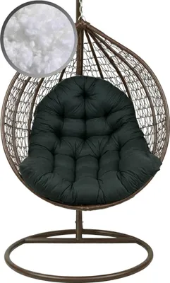 Immagine prodotto di Cuscino AMPO per poltrona sospesa 120×100 cm, cuscino da giardino per poltrona sospesa, poltrona Cocoon, altalene da giardino, nero