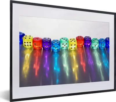 Produktbild von MuchoWow® MuchoWow® Gerahmtes Poster Regenbogen der Würfel 40x30 cm - Poster mit zchwarzem Bilderrahmen - Bilderrahmen - Poster im Rahmen