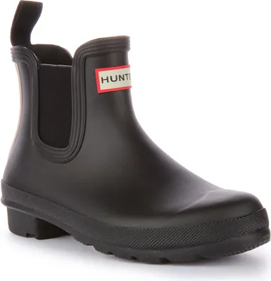 Produktbild von Hunter Orig al Tri Color Logo Frauen Gummi Chelsea Stiefel Schwarz – undefined / Schwarz