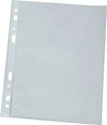 Obrázok produktu pre Q-Connect® KF14843 Vrecká na letáky so zosilneným perforovaným okrajom - otvorené v hornej časti, číre, 0,08 mm, A4, 100 ks