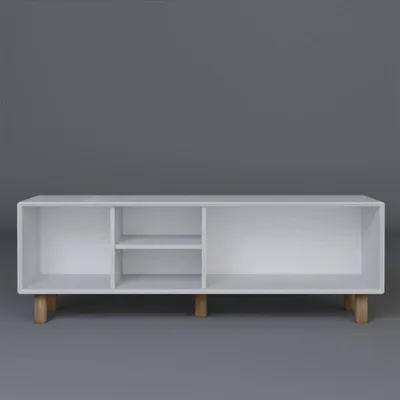 Image de Meuble TV Banc TV en bois MDF mélaminé blanc 160 x 40 x 56 cm