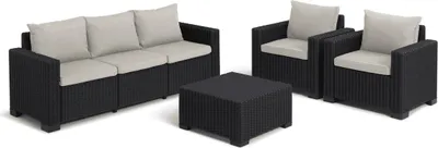 Produktbild von Allibert California Gartenmöbel Set 4-teilig | Wetterfeste Rattan Gartenlounge für Outdoor | Anthrazit
