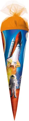 Produktbild von ROTH Geschenk-Schultüte klein Weltraum 22 cm rund Tüllverschluss Zuckertüte Schulanfang