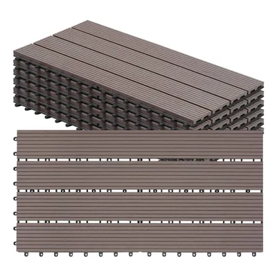 Produktbild von WOLTU WPC Terrassenfliesen Terrassendielen Holz-Optik, Fliese Bodenfliese Klickfliese mit klicksystem Bodenbelag Braun, 30x60cm (6 Stück / 1 m²)