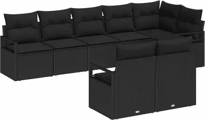 Immagine prodotto di vidaXL Set di divani 8 pezzi in polirattan nero