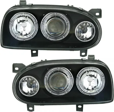 Produktbild von 2 CCFL Standlicht Ringe Angel Eyes Klarglas Scheinwerfer VW Golf III 3 schwarz