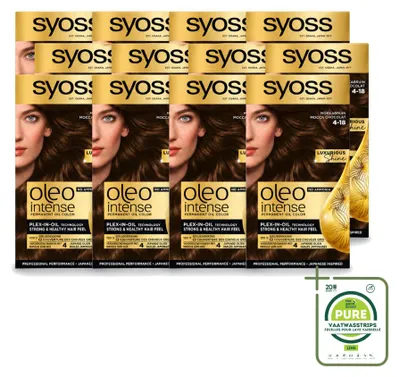 Immagine prodotto di 12 confezioni di SYOSS Oleo Intense, colorazione permanente per capelli, tonalità marrone moka - confezione grande - 12 pezzi