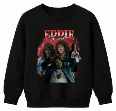 Produktbild von Eddie Munson Hellfire Club Stranger Metal Geschenk Kinder Sweatshirt Pullover, Schwarz, 104