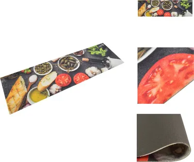 Produktbild von vidaXL Küchenteppich Waschbar Wein & Essen 45x150 cm Samt - Fußmatten