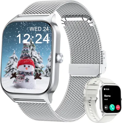 Produktbild von Smartwatch Herren Damen, Blutdruckuhr mit Bluetooth-Telefonie, mit Herzfrequenz SpO2 Stress, 100+ Sportmodi Fitnessuhr,Weltuhr, Schlafanalyse