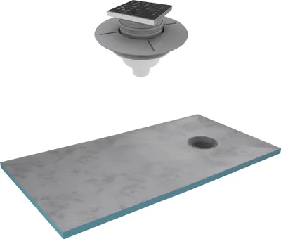 Image de Receveur de Douche à Carreler 160x90 cm avec Bondes à Sortie Verticale - Grille Inox