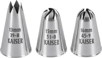 Immagine prodotto di KAISER assortimento professionale di tulle per pasticceria in acciaio inox 3 pezzi