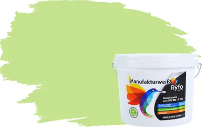 Produktbild von RyFo Colors Bunte Wandfarbe Manufakturweiß Wasabigrün 3l - weitere Grün Farbtöne und Größen erhältlich, Deckkraft Klasse 1, Nassabrieb Klasse 1