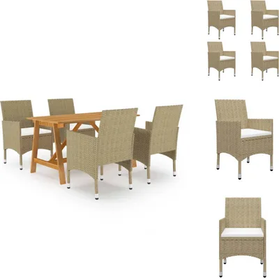 Image de vidaXL Ensemble de jardin 5 pièces Beige - Ensemble de meubles de jardin