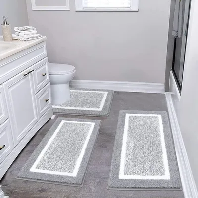 Productafbeelding van Badkamertapijt 3-delig, microvezel, antislip, machinewasbaar, voor badkamer