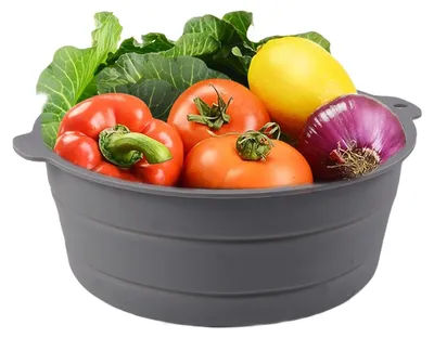 Produktbild von Faltbare Silikon-Rührschüssel, lebensmittelecht, zusammenklappbar, grau, 25 cm