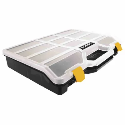Zdjęcie produktu dla Ironside 100-581 Skrzynka asortymentowa rozmiar M 378x290x61mm 21 przegródek, czarny/żółty