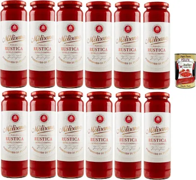 Produktbild von La Molisana Passata di Pomodoro Rustica, Tomatenpaste Tomaten sauce 100% Italienisch 12x 690g + Italian Gourmet polpa 400g