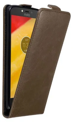 Immagine prodotto di Custodia Cadorabo per Motorola MOTO C PLUS Custodia protettiva in marrone Custodia Flip per telefono cellulare Custodia Cover