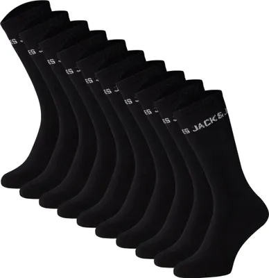 Produktbild von JACK&JONES Kinder Tennissocken, 10er Pack - JACBASIC LOGO TENNISSOCK, Baumwollmischung, Logo Schwarz 33-37
