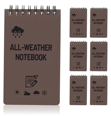 Image de Lot de 6 carnets étanches, couleur marron, dimensions 12,7 x 7,6 cm, 50 feuilles