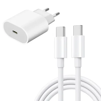 Produktbild von USB-C Schnellladegerät 20W mit 2m USB-C Schnellladekabel – Ladegerät für iPhone, Samsung & mehr