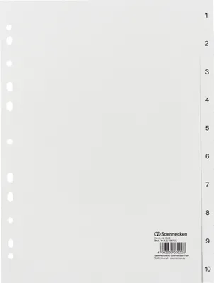 Produktbild von Soennecken Register 2115 DIN A4 1-10 volle Höhe PP weiß