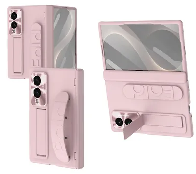 Produktbild von Hülle für Samsung Galaxy Z Fold 8 Armbandtasche mit Scharnierschutz, Eingebautem Displayschutz, Griff, Ständer Handyhülle Pink