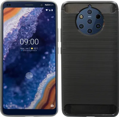 Zdjęcie produktu dla cofi1453® Etui silikonowe Carbon kompatybilne z NOKIA 9 PureView Etui TPU Miękkie etui na telefon komórkowy Pokrowiec ochronny Czarny
