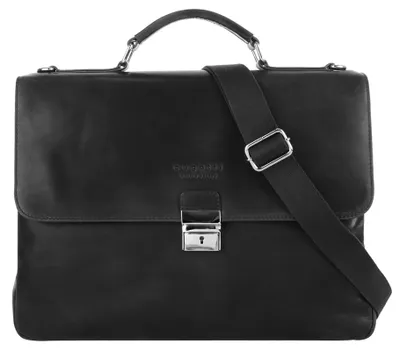 Zdjęcie produktu dla bugatti skórzana aktówka torba na laptopa z przegrodą na laptopa Romano Briefcase Black czarny