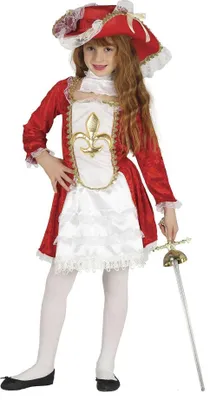 Immagine prodotto di Fiestas Guirca - Costume da moschettiere per bambina FG1154 (128-134) (bianco/rosso)