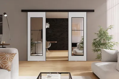 Obrázek produktu pro KIER FURNITURE TORI DUO - Kompletní sada posuvných dveří - 132x205x1,6 cm - bílá