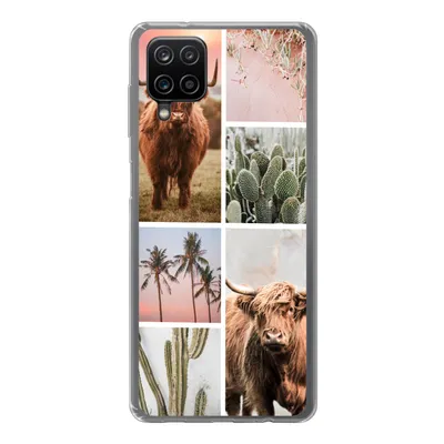 Produktbild von MuchoWow® Handyhülle Schutzhülle Hülle für Samsung Galaxy A12 Schottischer Highlander - Sukkulente - Pastell Silikon Softcase Handy Hülle - Bild