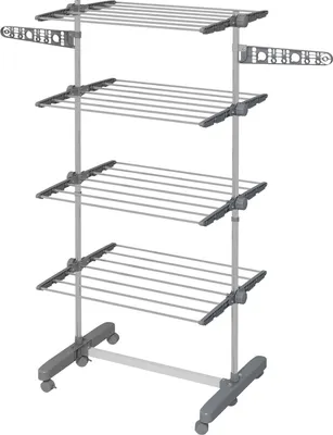 Produktbild von Wäscheständer Mit Rollen Wäschetrockner Turm, Standtrockner Mit Klappbarem Flügel, Wäscheturm Für Indoor, Outdoor, Stahl