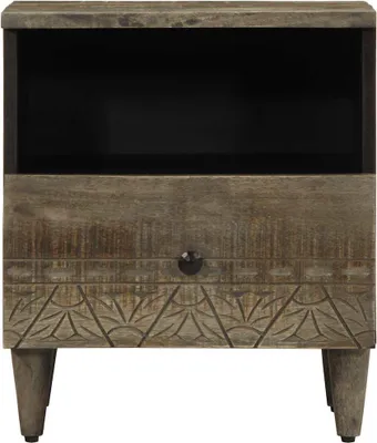 Imagen del producto de vidaXL Mesita de noche, gris claro, 40x33x46 cm, madera maciza de mango
