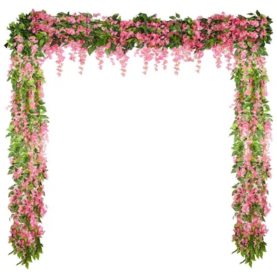 Produktbild von Omgoods – Künstliche Blumen, 4 Stück – Künstlicher Blauregen-Girlande – Glyzinien-Ranke – Seide – 2 Meter lang – Schönes Geschenk – Dekorationsblumen