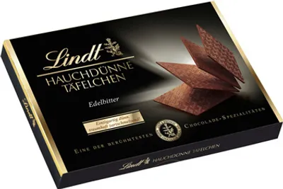Produktbild von Lindt Hauchdünne Täfelchen Edelbitter, mit 60% Kakao 10 x 125 g Schachteln