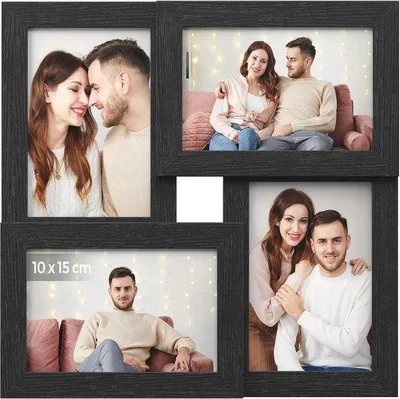 Produktbild von Famanu Collage-Fotoliste 4 Fotos 10x15cm schwarz Holzoptik