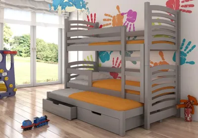 Obrázek produktu pro Patrová postel s přistýlkou a úložným prostorem 75x180 FASRIA - šedá