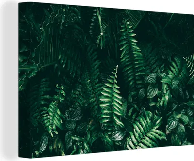 Produktbild von OneMillionCanvasses® - Leinwandbilder - 150x100 cm, Blätter - Dschungel - Natur - Tropisch - Pflanzen, Wandbilder Kunstdruck Wanddekoration - Foto auf Leinwand - Gemälde auf