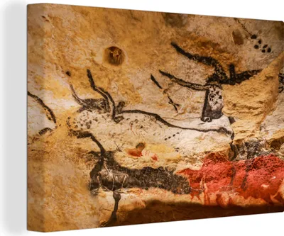 Obrázek produktu pro OneMillionCanvasses® - Obraz na plátně - Jeskyně Lascaux, prehistorická jeskyně ve Francii, nástěnná malba, nástěnné dekorace obrazy obývací pokoj, 30x20cm