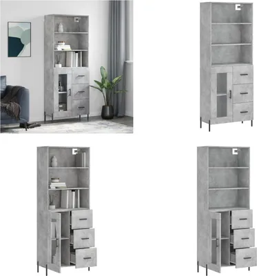 Produktbild von vidaXL Highboard Betongrau 69,5x34x180 cm Holzwerkstoff - Highboard - Highboards - Sideboard - Schrank