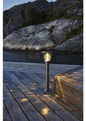LED Solar Wegleuchte 'Pireus' - Edelstahl - warmweiße LED - H: 61cm - D: 19cm - Dämmerungssensor