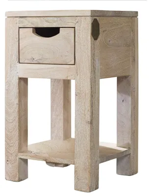 Immagine prodotto di MASSIVMOEBEL24 | tavolo d'appoggio in legno di Acacia 29x29x50 pietra bianca sbiancato NATURE WHITE #30
